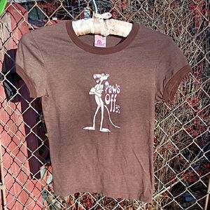 Brown Graphic Tee with Cartoon Print